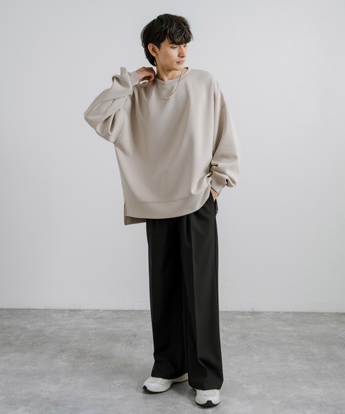 Rocky Monroe(ロッキーモンロー)の「オーバーサイズダンボールニットプルオーバー クルーネックスウェット 長袖Tシャツ(スウェット・メンズ・杢グレー/ブラック/グレイッシュベージュ/ホワイト/ブルー・XL/L/M)」の21枚目の写真