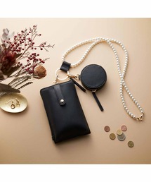 ＩＥＤＩＴ　アクセサリー感覚で使えるパール風チェーンのスマホポシェット〈イットブラック〉