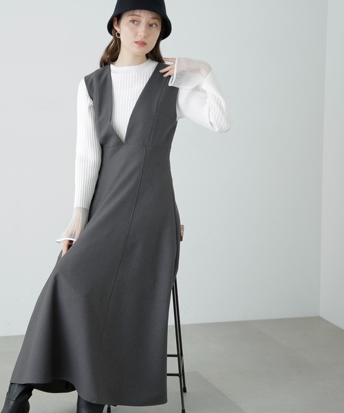 N.(N. Natural Beauty Basic)(エヌエヌナチュラルビューティーベーシック)の「【S Size Line】◆パネル切替フレアジャンパースカート(ジャンパースカート・レディース・ブラウン/ブラック/グレー/クリーム/モカ・MEDIUM/SMALL)」の8枚目の写真