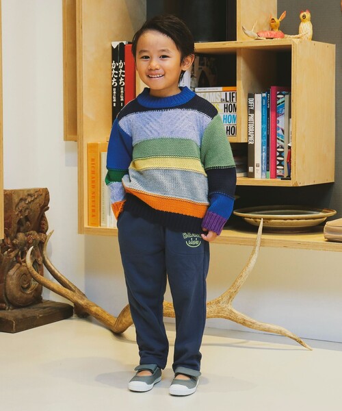 BEAMS mini（ビームスミニ）の「BEAMS mini / カラフル ボーダー ニット 23（90～150cm）（ニット/セーター・キッズ・ホワイト系その他5/ネイビー・90/100/110/120/130/140/150）」の12枚目の写真