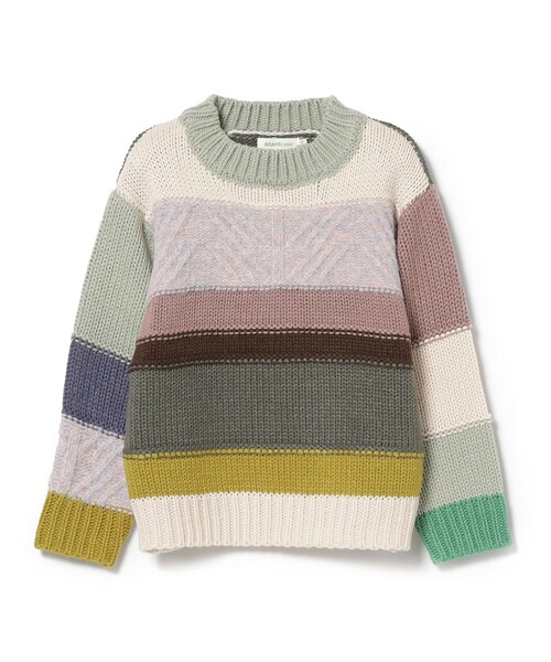 BEAMS mini（ビームスミニ）の「BEAMS mini / カラフル ボーダー ニット 23（90～150cm）（ニット/セーター・キッズ・ホワイト系その他5/ネイビー・90/100/110/120/130/140/150）」の11枚目の写真