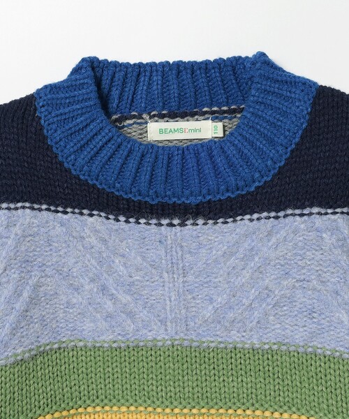 BEAMS mini（ビームスミニ）の「BEAMS mini / カラフル ボーダー ニット 23（90～150cm）（ニット/セーター・キッズ・ホワイト系その他5/ネイビー・90/100/110/120/130/140/150）」の7枚目の写真