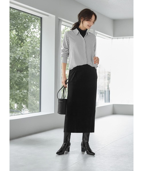 STYLE DELI（スタイルデリ）の「とろみ薄リブインナータートルトップス（Tシャツ/カットソー・レディース・チャコール/ブラック/アイボリー・FREE）」の4枚目の写真