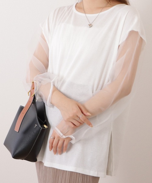 Lace Ladies(レースレディース)の「シアードッキングクルーネックプルオーバー(Tシャツ/カットソー・レディース・ホワイト/ブラック・FREE)」の1枚目の写真