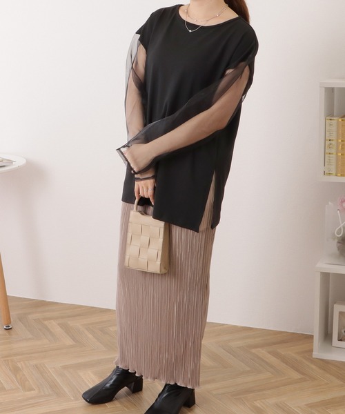 Lace Ladies(レースレディース)の「シアードッキングクルーネックプルオーバー(Tシャツ/カットソー・レディース・ホワイト/ブラック・FREE)」の4枚目の写真