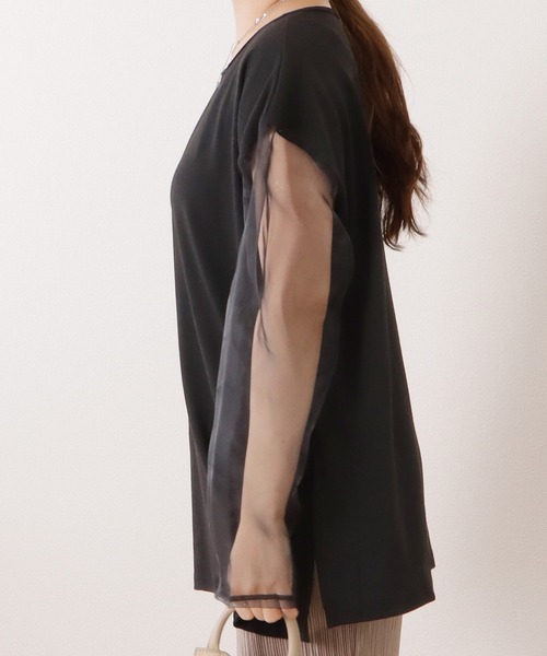 Lace Ladies(レースレディース)の「シアードッキングクルーネックプルオーバー(Tシャツ/カットソー・レディース・ホワイト/ブラック・FREE)」の6枚目の写真