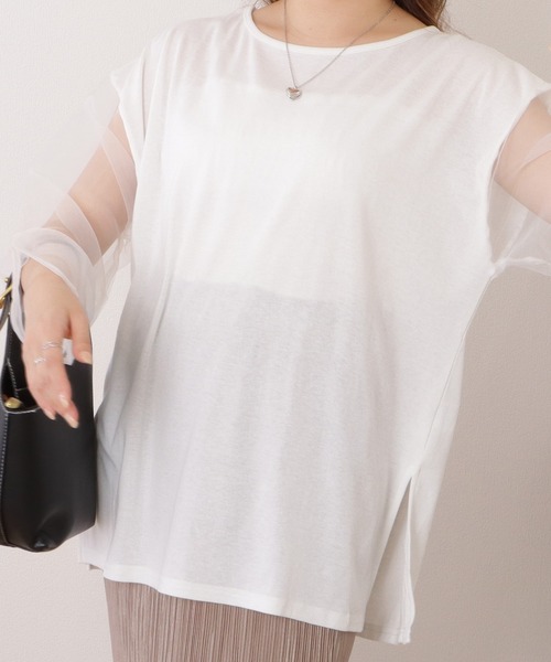 Lace Ladies(レースレディース)の「シアードッキングクルーネックプルオーバー(Tシャツ/カットソー・レディース・ホワイト/ブラック・FREE)」の10枚目の写真