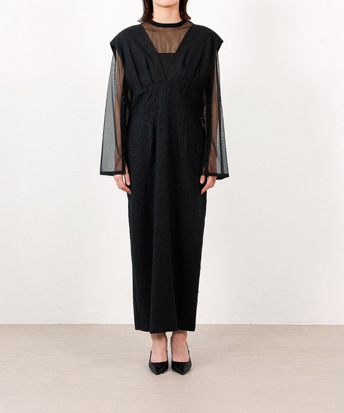 オケージョンドレス ジャガードドレス ジャガード ワンピース チュール トップス セット パーティー ドレス