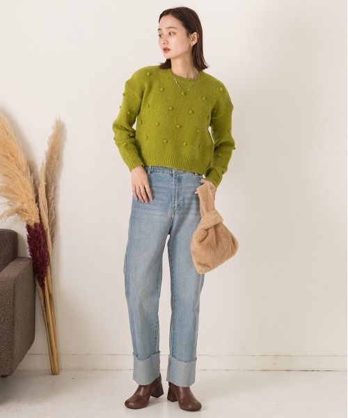 ad thie(アドティエ)の「ドット柄・クルーネック ショート丈ニット(ニット/セーター・レディース・オフホワイト/グレー/グリーン・FREE)」の16枚目の写真