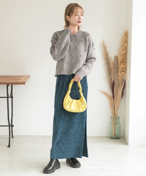 ad thie(アドティエ)の「ドット柄・クルーネック ショート丈ニット(ニット/セーター・レディース・オフホワイト/グレー/グリーン・FREE)」の10枚目の写真