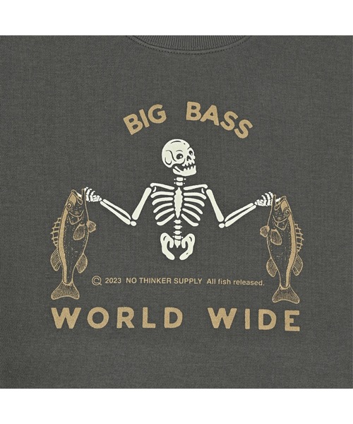 NOTHINKER(ノーシンカー)の「BIG BASS WORLD WIDE Crewneck Sweat(スウェット・メンズ・グレー系その他/バーガンディー・LARGE/X-LARGE/MEDIUM/SMALL/XX-LARGE)」の4枚目の写真