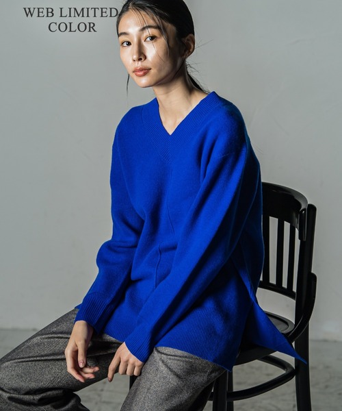 la.f…(ラエフ)の「【手洗い可能/WEB限定色あり】MUSIC12GウールカシミヤVネックチュニックニット(ニット/セーター・レディース・オフホワイト/グリーン/ライトグレー/ブルー/ピンク/チャコールグレー/パープル・9号/7号)」の5枚目の写真