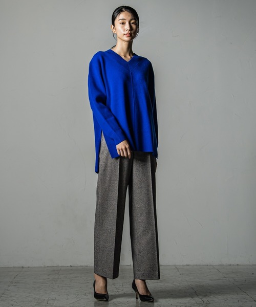 la.f…(ラエフ)の「【手洗い可能/WEB限定色あり】MUSIC12GウールカシミヤVネックチュニックニット(ニット/セーター・レディース・オフホワイト/グリーン/ライトグレー/ブルー/ピンク/チャコールグレー/パープル・9号/7号)」の14枚目の写真