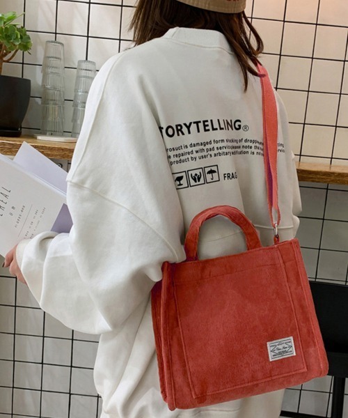 Miniministore（ミニミニストア）の「コーデュロイ ミニトートバッグ 3way（ショルダーバッグ・レディース・ブラック/ダークグリーン/ベージュ/イエロー/レンガ・フリー）」の5枚目の写真