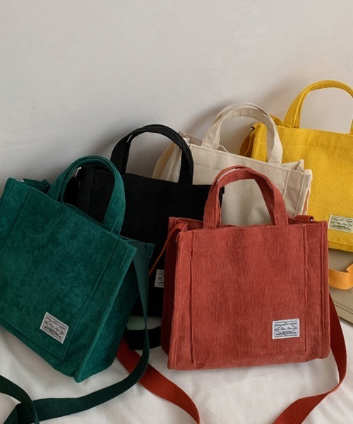Miniministore（ミニミニストア）の「コーデュロイ ミニトートバッグ 3way（ショルダーバッグ・レディース・ブラック/ダークグリーン/ベージュ/イエロー/レンガ・フリー）」の14枚目の写真