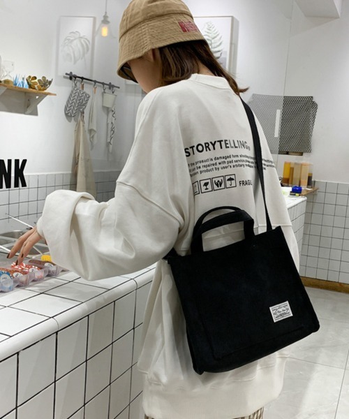 Miniministore（ミニミニストア）の「コーデュロイ ミニトートバッグ 3way（ショルダーバッグ・レディース・ブラック/ダークグリーン/ベージュ/イエロー/レンガ・フリー）」の13枚目の写真