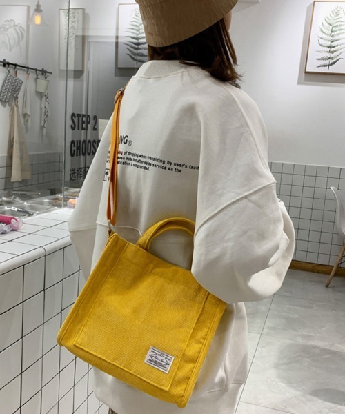 Miniministore（ミニミニストア）の「コーデュロイ ミニトートバッグ 3way（ショルダーバッグ・レディース・ブラック/ダークグリーン/ベージュ/イエロー/レンガ・フリー）」の10枚目の写真
