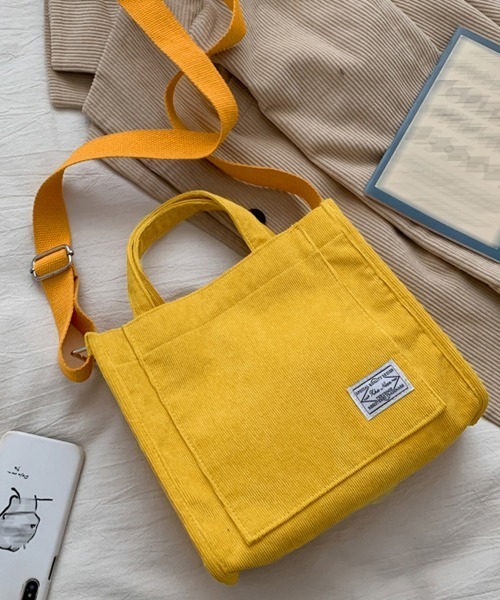 Miniministore（ミニミニストア）の「コーデュロイ ミニトートバッグ 3way（ショルダーバッグ・レディース・ブラック/ダークグリーン/ベージュ/イエロー/レンガ・フリー）」の11枚目の写真