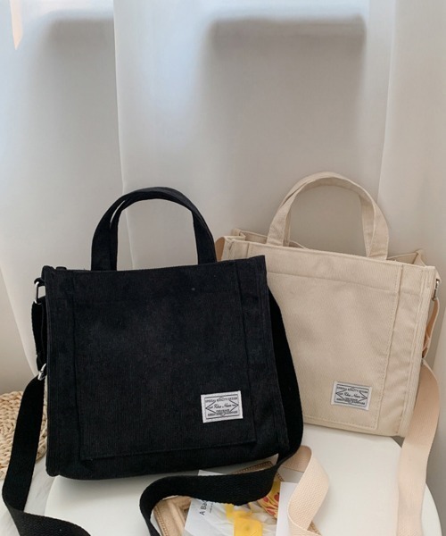 Miniministore（ミニミニストア）の「コーデュロイ ミニトートバッグ 3way（ショルダーバッグ・レディース・ブラック/ダークグリーン/ベージュ/イエロー/レンガ・フリー）」の15枚目の写真