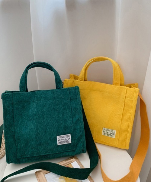 Miniministore（ミニミニストア）の「コーデュロイ ミニトートバッグ 3way（ショルダーバッグ・レディース・ブラック/ダークグリーン/ベージュ/イエロー/レンガ・フリー）」の17枚目の写真