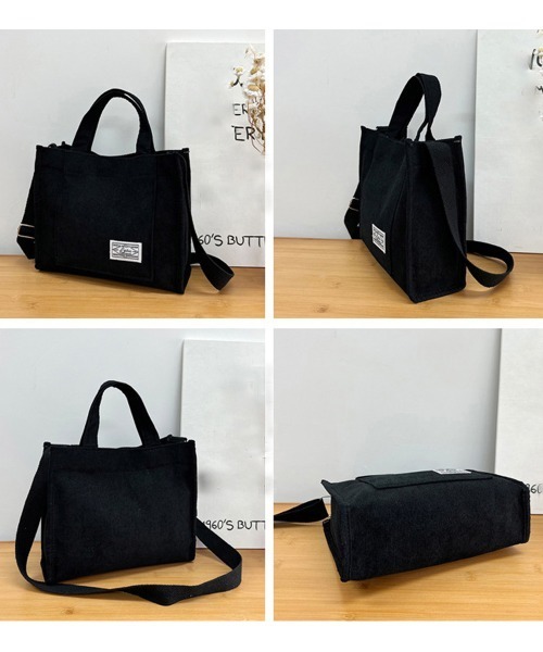 Miniministore（ミニミニストア）の「コーデュロイ ミニトートバッグ 3way（ショルダーバッグ・レディース・ブラック/ダークグリーン/ベージュ/イエロー/レンガ・フリー）」の18枚目の写真