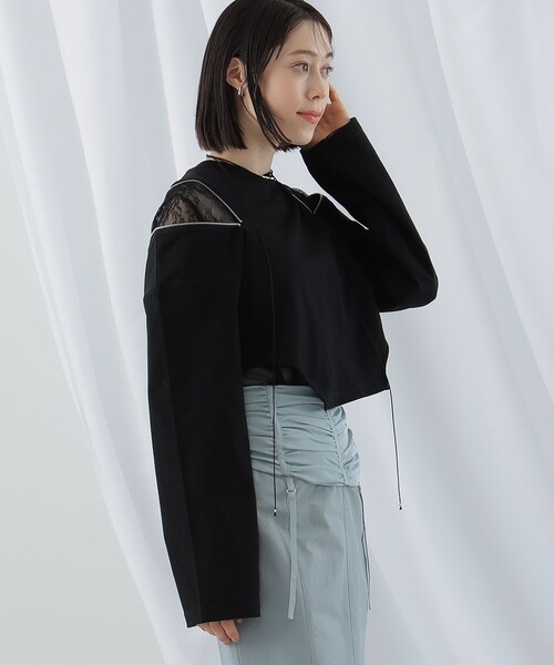 Ray BEAMS(レイビームス)の「Ray BEAMS / ショルダー ジップ Tシャツ(Tシャツ/カットソー・レディース・ホワイト/ブラック・ONE SIZE)」の14枚目の写真