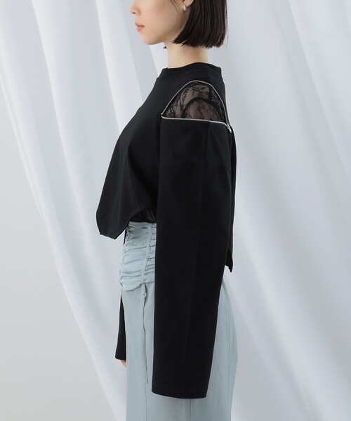 Ray BEAMS(レイビームス)の「Ray BEAMS / ショルダー ジップ Tシャツ(Tシャツ/カットソー・レディース・ホワイト/ブラック・ONE SIZE)」の16枚目の写真