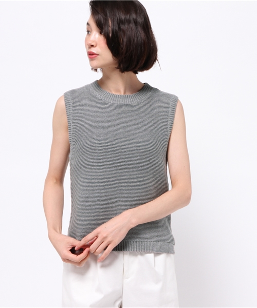 NATURAL BEAUTY BASIC（ナチュラルビューティーベーシック）の「バルキーコットン　ニットベスト（ベスト・レディース・グレー/ネイビー/カーキ/ホワイト系その他・MEDIUM）」の3枚目の写真