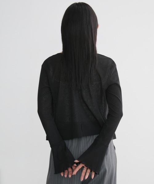 Ampleアンプル　かぎ針編みクロップドカーディガン　ブラック ヴァン Vin Ample かぎ針編みクロップドカーディガン （ブラック