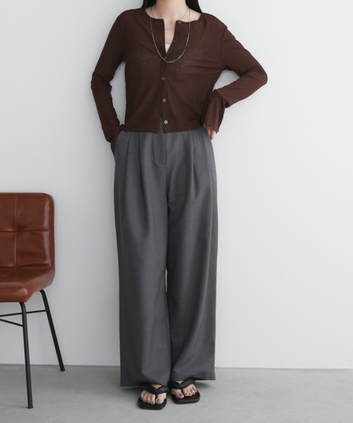 Aunt Marie's（アントマリーズ）の「2WAYクロップドカーディガン／トップス（カーディガン/ボレロ・レディース・イエロー/グレー/ブラック/ピンク/ブラウン/グリーン/ライトイエロー/ホワイト/ネイビー/ブルー・FREE）」の13枚目の写真