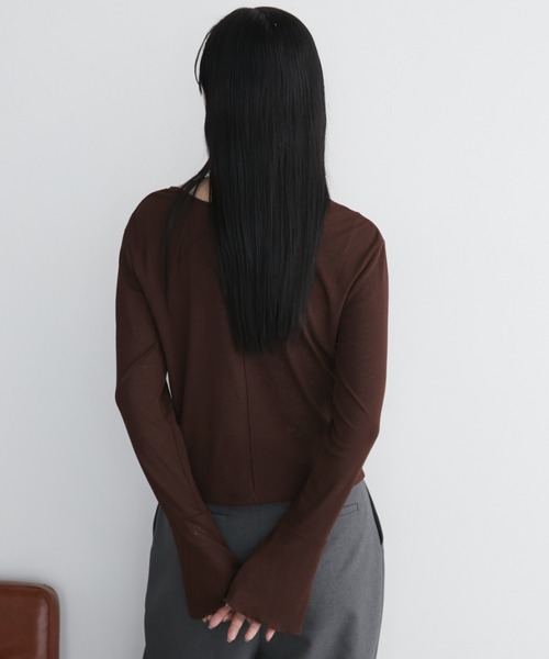 Aunt Marie's（アントマリーズ）の「2WAYクロップドカーディガン／トップス（カーディガン/ボレロ・レディース・イエロー/グレー/ブラック/ピンク/ブラウン/グリーン/ライトイエロー/ホワイト/ネイビー/ブルー・FREE）」の18枚目の写真