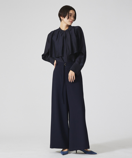 qualite（カリテ）の「【入卒/セレモニー】ギャザーレイヤードブラウス（シャツ/ブラウス・レディース・ホワイト/ネイビー/ピンクベージュ・フリー）」の4枚目の写真