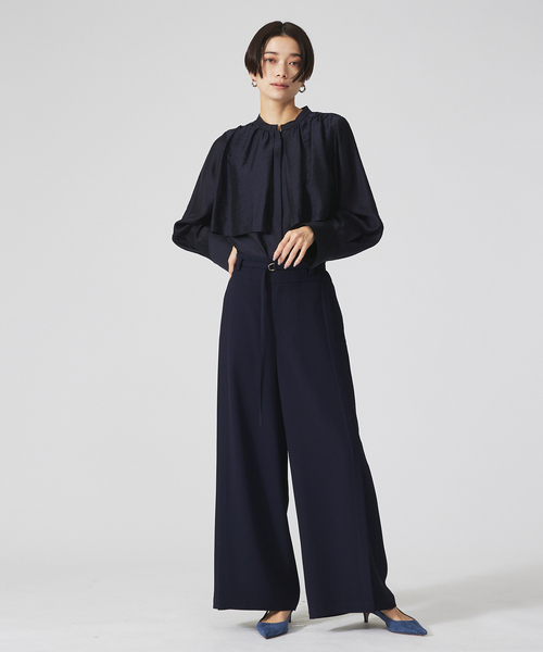 qualite（カリテ）の「【入卒/セレモニー】ギャザーレイヤードブラウス（シャツ/ブラウス・レディース・ホワイト/ネイビー/ピンクベージュ・フリー）」の5枚目の写真