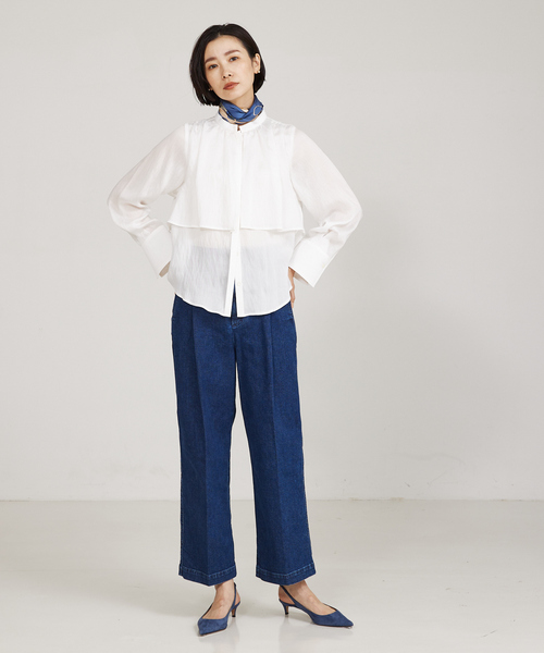 qualite（カリテ）の「【入卒/セレモニー】ギャザーレイヤードブラウス（シャツ/ブラウス・レディース・ホワイト/ネイビー/ピンクベージュ・フリー）」の7枚目の写真