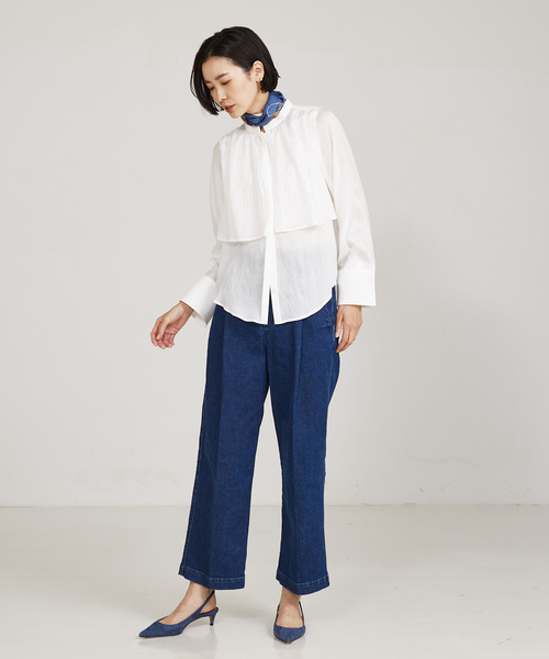 qualite（カリテ）の「【入卒/セレモニー】ギャザーレイヤードブラウス（シャツ/ブラウス・レディース・ホワイト/ネイビー/ピンクベージュ・フリー）」の8枚目の写真