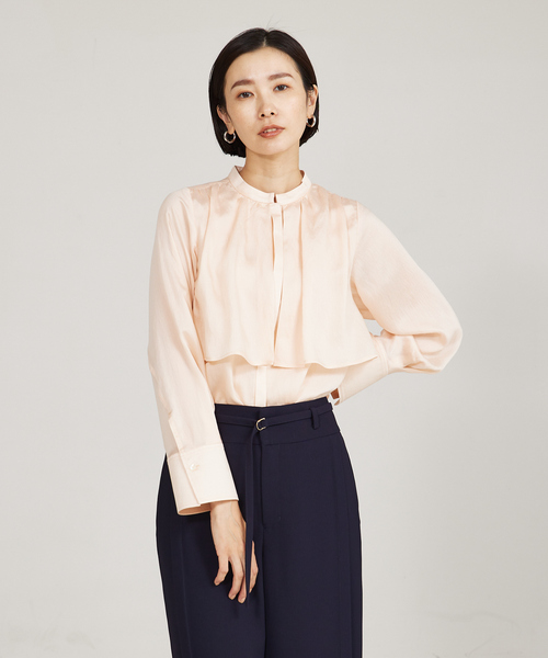 qualite（カリテ）の「【入卒/セレモニー】ギャザーレイヤードブラウス（シャツ/ブラウス・レディース・ホワイト/ネイビー/ピンクベージュ・フリー）」の12枚目の写真