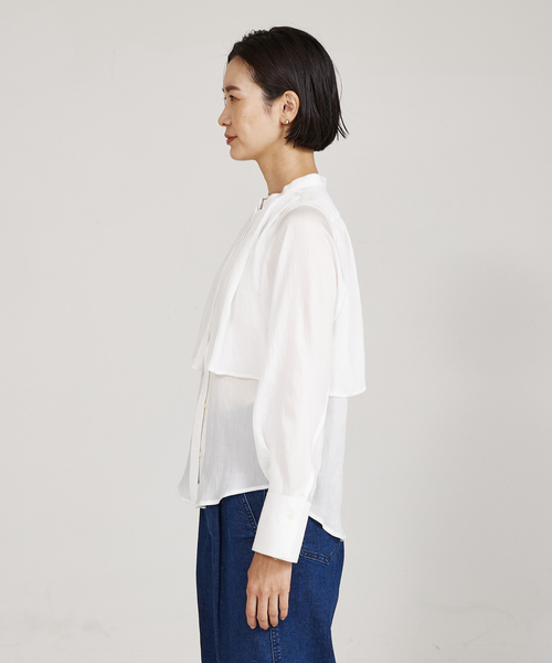 qualite（カリテ）の「【入卒/セレモニー】ギャザーレイヤードブラウス（シャツ/ブラウス・レディース・ホワイト/ネイビー/ピンクベージュ・フリー）」の15枚目の写真