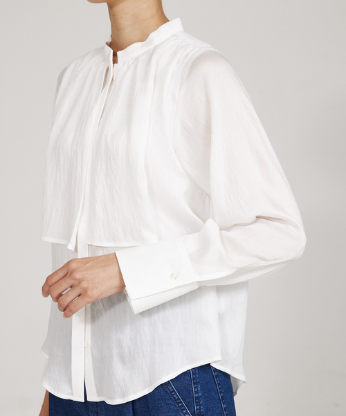 qualite（カリテ）の「【入卒/セレモニー】ギャザーレイヤードブラウス（シャツ/ブラウス・レディース・ホワイト/ネイビー/ピンクベージュ・フリー）」の18枚目の写真