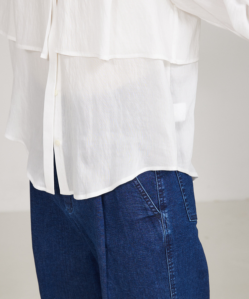 qualite（カリテ）の「【入卒/セレモニー】ギャザーレイヤードブラウス（シャツ/ブラウス・レディース・ホワイト/ネイビー/ピンクベージュ・フリー）」の19枚目の写真