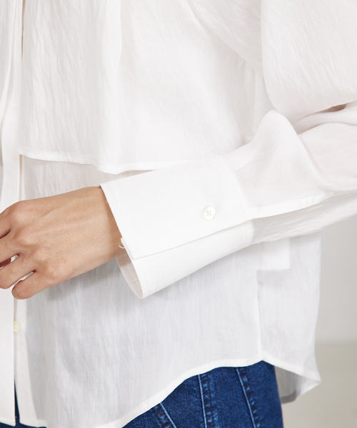 qualite（カリテ）の「【入卒/セレモニー】ギャザーレイヤードブラウス（シャツ/ブラウス・レディース・ホワイト/ネイビー/ピンクベージュ・フリー）」の20枚目の写真