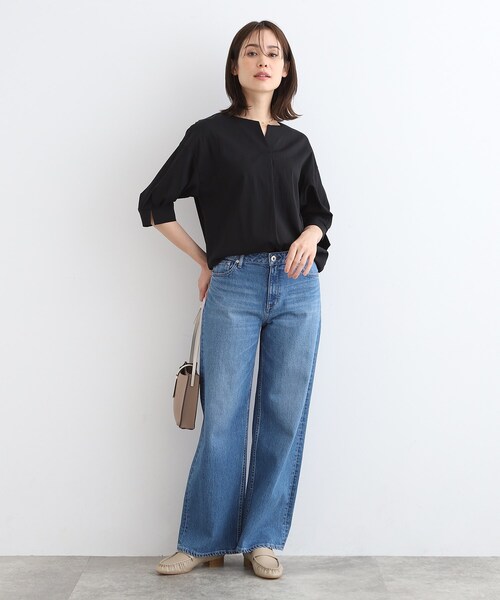 INDIVI(インディヴィ)の「◆【洗える/UVケア/SETUP可能】キーネック6分袖ブラウス(シャツ/ブラウス・レディース・ネイビー/ナチュラル/スミクロ/ブラック・13/03/38/34/19/12/05/15 )」の9枚目の写真