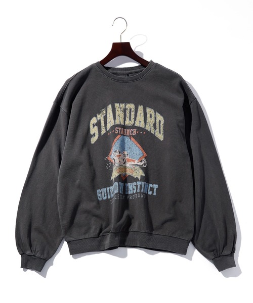 メンズライク ピグメント 裏毛 プリント スウェット レディース