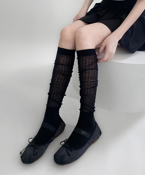 HALEY PESCA（ヘーリーペスカ）の「HALEY PESCA/シースルー　ルーズハイソックス（ソックス/靴下・レディース・グレー/ブラック/ホワイト/ダークグレー/ピンク・FREE）」の16枚目の写真