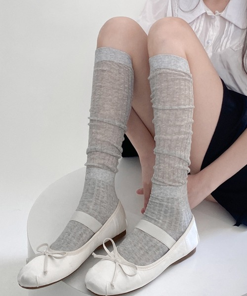 HALEY PESCA（ヘーリーペスカ）の「HALEY PESCA/シースルー　ルーズハイソックス（ソックス/靴下・レディース・グレー/ブラック/ホワイト/ダークグレー/ピンク・FREE）」の18枚目の写真