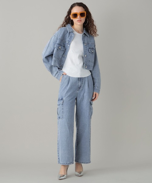 FOREVER 21（フォーエバー トゥエンティーワン）の「【2024SS】デニムカーゴストレートパンツ（デニムパンツ・レディース・ブルー/ブラック・FREE）」の8枚目の写真