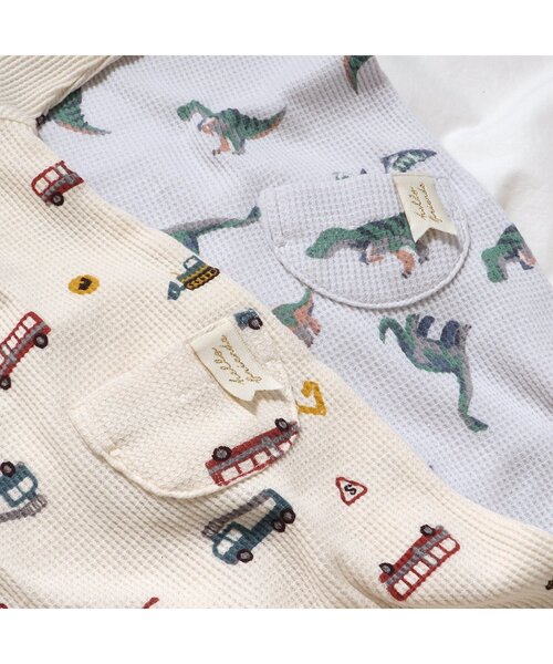 apres les cours（アプレレクール）の「【WEB限定】4柄ワッフルカバーオール（ロンパース・キッズ・ブルー/アイボリー/ベージュ/ラベンダー・60/70/80）」の7枚目の写真