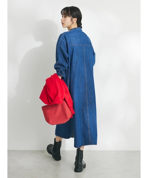 CRAFT STANDARD BOUTIQUE(クラフトスタンダードブティック)の「デニムパールボタンワンピース(ワンピース・レディース・アイボリー/ブラック/サックスブルー/インディゴブルー・FREE)」の10枚目の写真