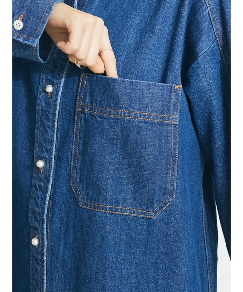 CRAFT STANDARD BOUTIQUE(クラフトスタンダードブティック)の「デニムパールボタンワンピース(ワンピース・レディース・アイボリー/ブラック/サックスブルー/インディゴブルー・FREE)」の12枚目の写真