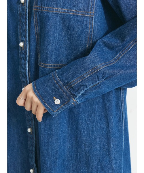 CRAFT STANDARD BOUTIQUE(クラフトスタンダードブティック)の「デニムパールボタンワンピース(ワンピース・レディース・アイボリー/ブラック/サックスブルー/インディゴブルー・FREE)」の13枚目の写真