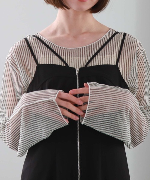 archives(アルシーヴ)の「ラッセルストライプシアーTOPS(Tシャツ/カットソー・レディース・ブルー/オフホワイト/ミント/ブラック・MEDIUM)」の17枚目の写真